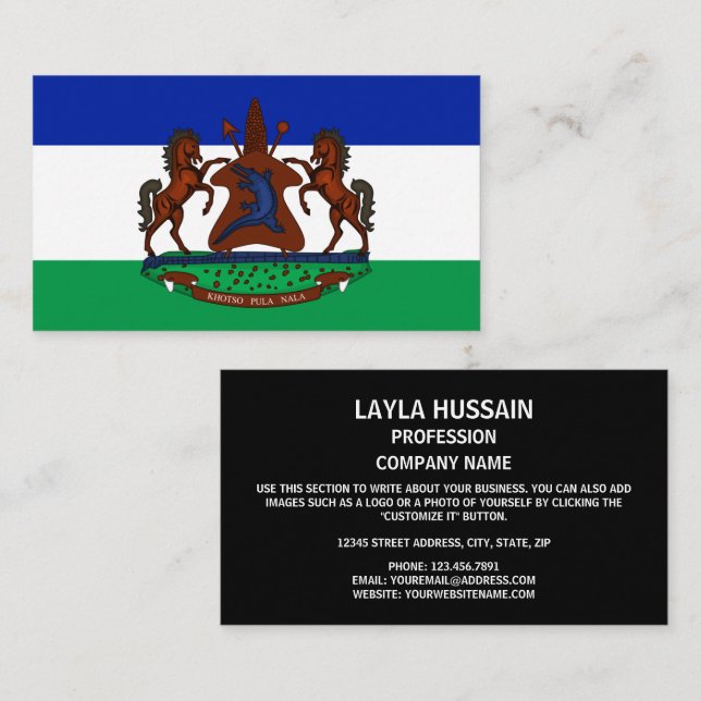 Cartão De Visita Mosotho Flag & Casaco de Braços, Flag of Lesotho (Frente/Verso)