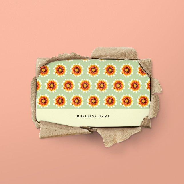 Cartão De Visita Mostarda Verde Floral Amarelo Pequeno Flor (Front)