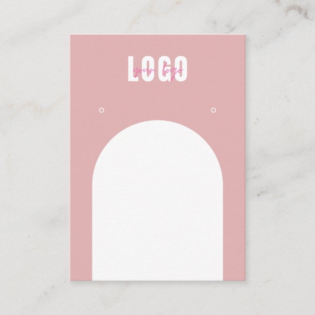 Cartão De Visita Mostrador Dusty Pink Add Logo Jewelry Earrings (Frente)