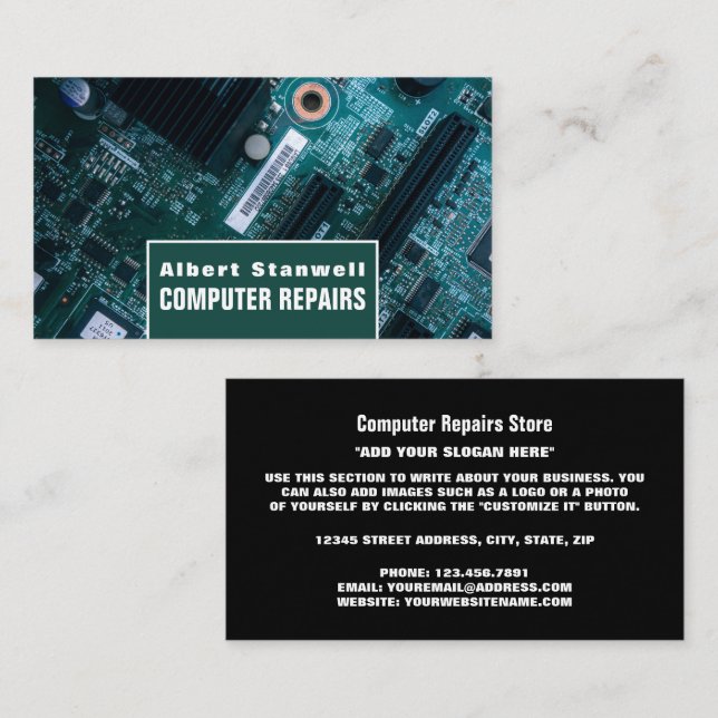 Cartão De Visita Motherboard, Tecnologia da informação, computador (Frente/Verso)