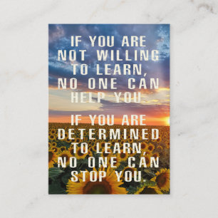 Cartão De Visita Motivação, Arte de girassol, Ditos Positivos