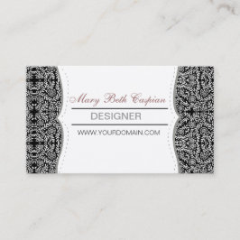 Cartão De Visita Motivo floral clássico da cor damasco do