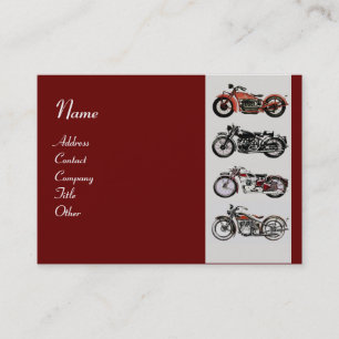 Cartão De Visita MOTOCICLOS DE VINTAGEM cinza vermelha