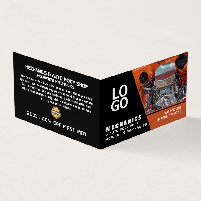 Cartão De Visita Motor desportivo, Mecânico automático e reparações (Exterior)