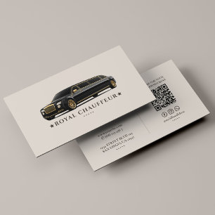 Cartão De Visita Motorista de Limusine Executivo Profissional Elega
