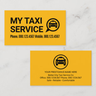 Cartão De Visita Motorista de Táxi Amarelo Retro Simples