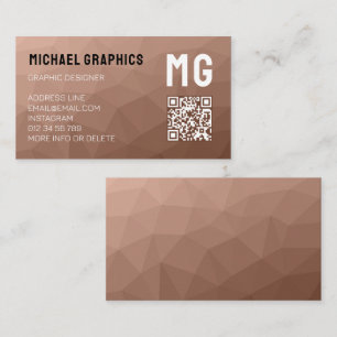 Cartão De Visita Mousse de Mocha Marrom malha geométrica código QR