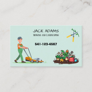 Cartão De Visita Mowing and Landscaping Business Card