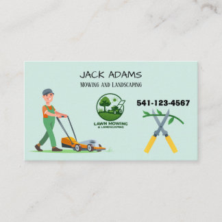Cartão De Visita Mowing and Landscaping Business Card