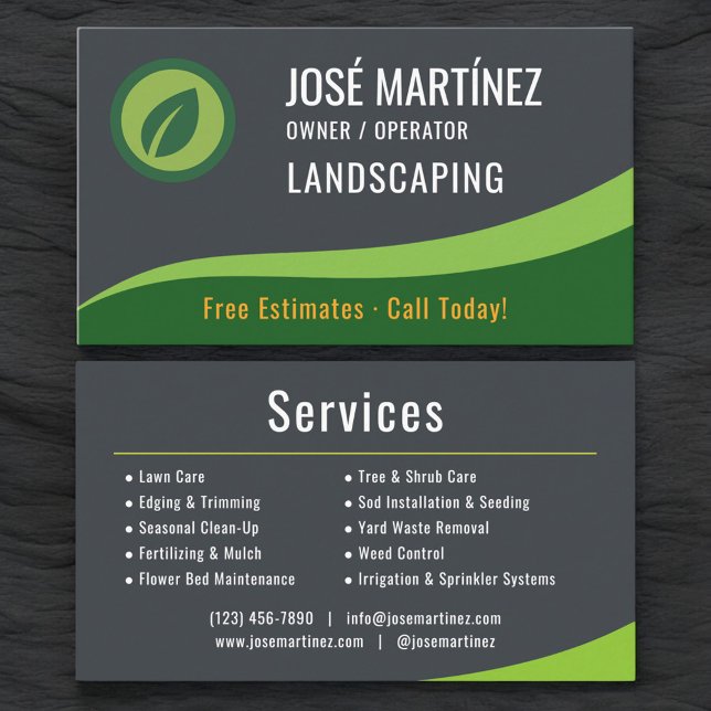 Cartão De Visita Mowing Lawn Care Landscaping Service (Criador carregado)