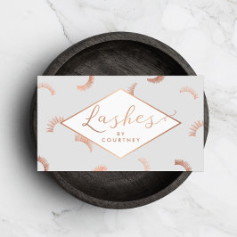 Cartão De Visita Muitas Cinza/Rosa Dourada de Salão de Lash Pattern