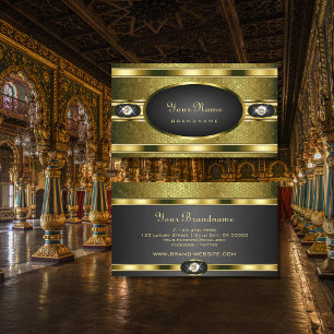 Cartão De Visita Muito Elegante, Dourado e Preto com Ouros
