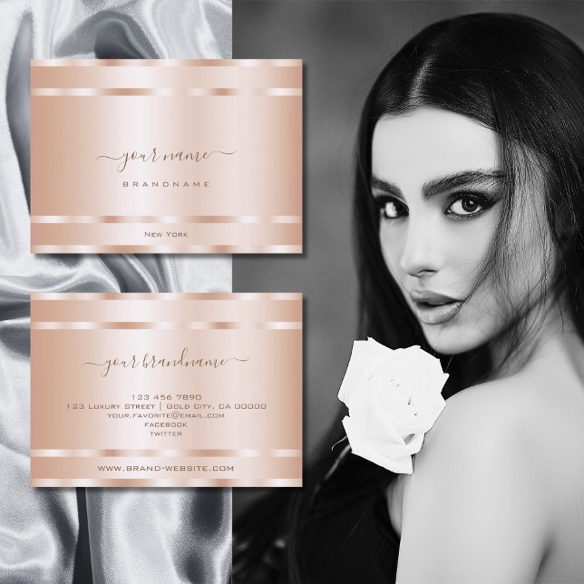 Cartão De Visita Muito elegante efeito de Rosa Dourado profissional (Criador carregado)