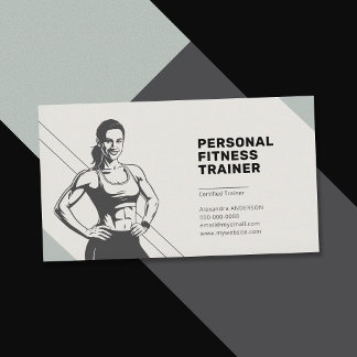 Cartão De Visita Mulher Atlética Silhueta - Treinadora de Fitness