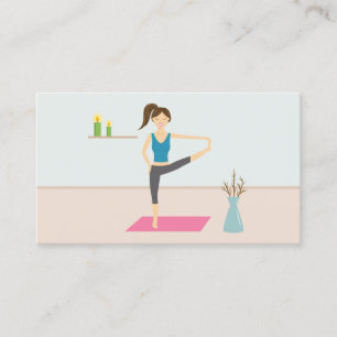 Cartão De Visita Mulher bonita praticando yoga em um quarto elegant