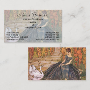 Cartão De Visita Mulher Chique dos Anos 20 Art Déco Francês & Lago 