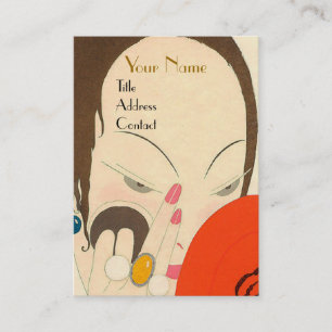 Cartão De Visita MULHER COM ESPELHO VERMELHO Makeup de Beauty Fashi