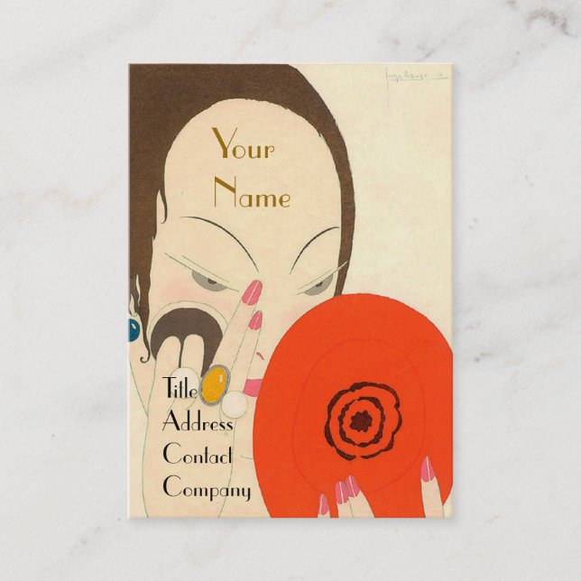 Cartão De Visita MULHER COM ESPELHO VERMELHO Makeup de Beauty Fashi (Frente)