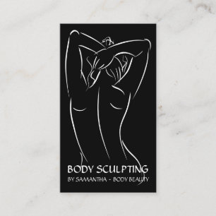 Cartão De Visita Mulher de Caligrafia Preta Contorno de Escultura C