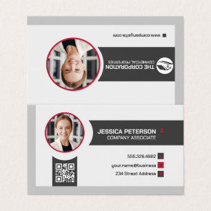 Cartão De Visita Mulher de Negócios Sorrindo Empresa Código QR