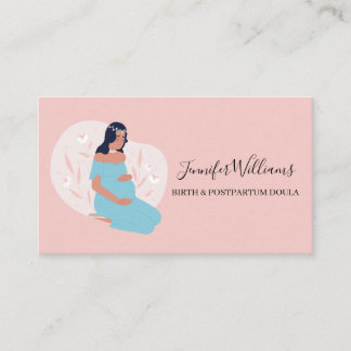 Cartão De Visita Mulher Grávida Boho Floral Parteira Doula