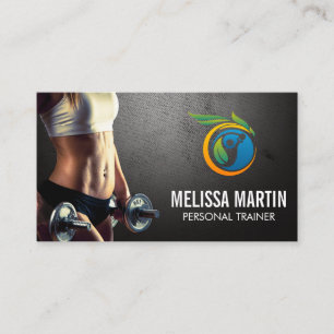 Cartão De Visita Mulher Jovem Segurando Halteres   Saúde Fitness