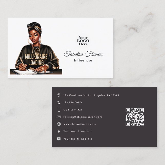 Cartão De Visita Mulher Negra Empoderada Design Inspirador (Frente/Verso)