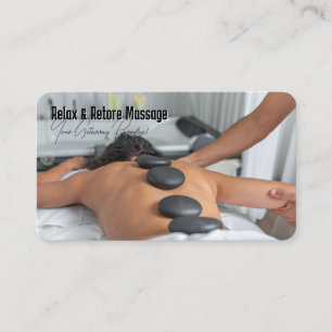 Cartão De Visita Mulher recebendo massagem com pedra quente no spa