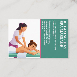 Cartão De Visita Mulher Recebendo Massagem Relaxante nas Costas
