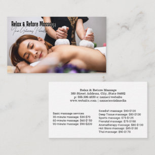 Cartão De Visita Mulher recebendo massagem tailandesa em spa