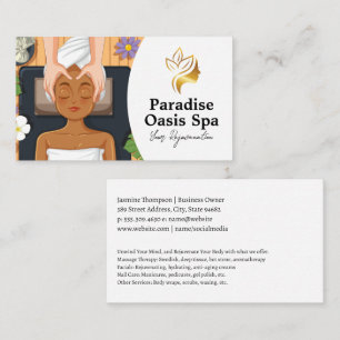 Cartão De Visita Mulher recebendo tratamento facial e massagem no s