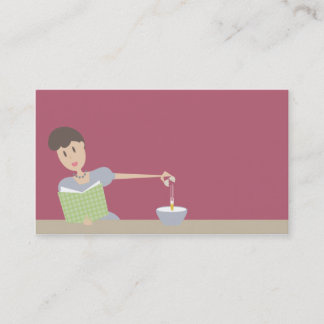 Cartão De Visita Mulher retro do cozinhar do cozimento que quebra o