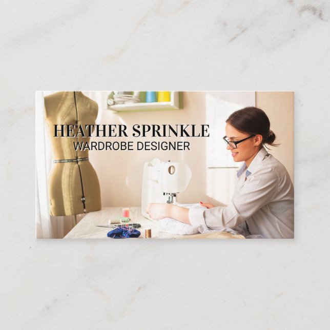 Cartão De Visita Mulher Sewing Wardrobes | Seamstress (Frente)