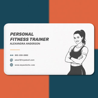Cartão De Visita Mulher Silhueta - Treinador de Fitness Simples
