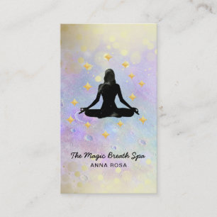 Cartão De Visita *~ Mulher Yoga Dourada Meditação de Literatura G