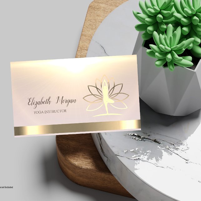 Cartão De Visita Mulheres Douradas Silhouette Lotus Yoga Instrutora (Criador carregado)