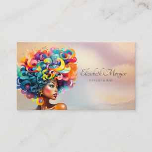Cartão De Visita Mulheres Negras Elegantes Cabelereira Colorida