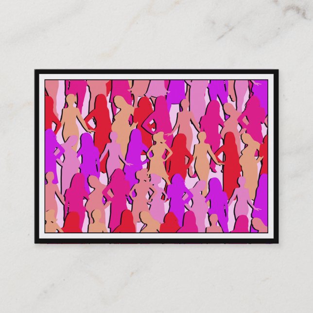Cartão De Visita Mulheres Rosa Silhouette (Frente)
