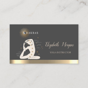 Cartão De Visita Mulheres Silhueta Sol Dourado Instrutor de Yoga