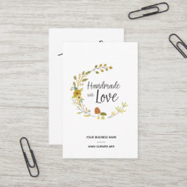 Cartão De Visita Multicolored Autumn Handmade with Love Quote