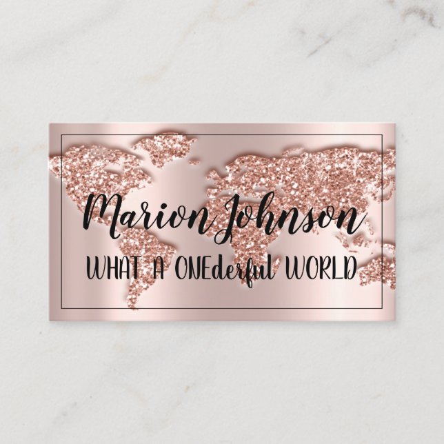 Cartão De Visita Mundo Mapear Agência de Viagem da Agência de Rosa  (Frente)