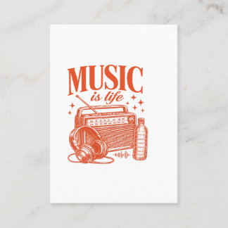 Cartão De Visita Music Is Life Vintage Design