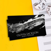 Music Notes Watercolor Flow - Preto e branco