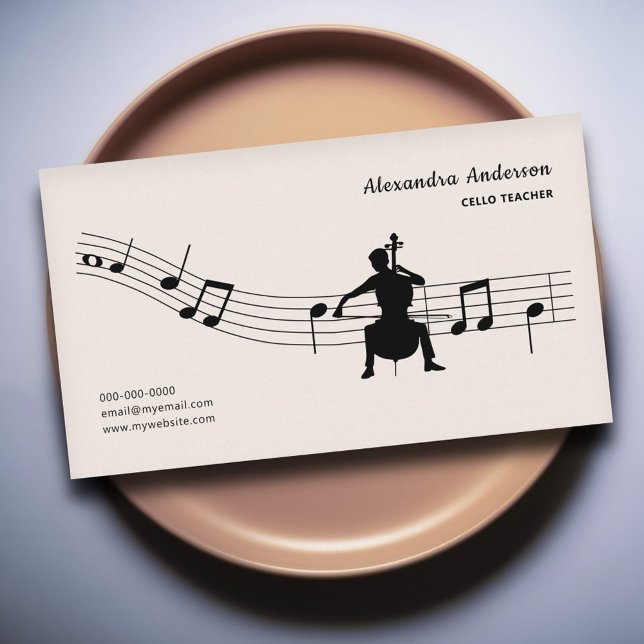 Cartão De Visita Music Sheet - Cello Teacher (Music Sheet - Cello Teacher Business Card)