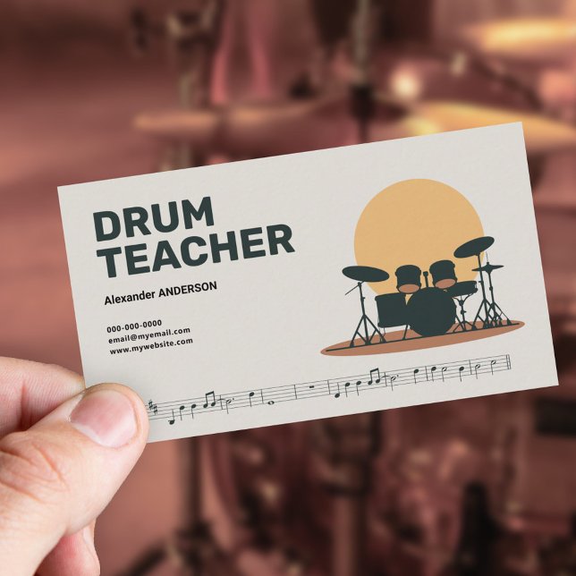 Cartão De Visita Music Sheet - Drum teacher (Music Sheet - Drum teacher Business Card)