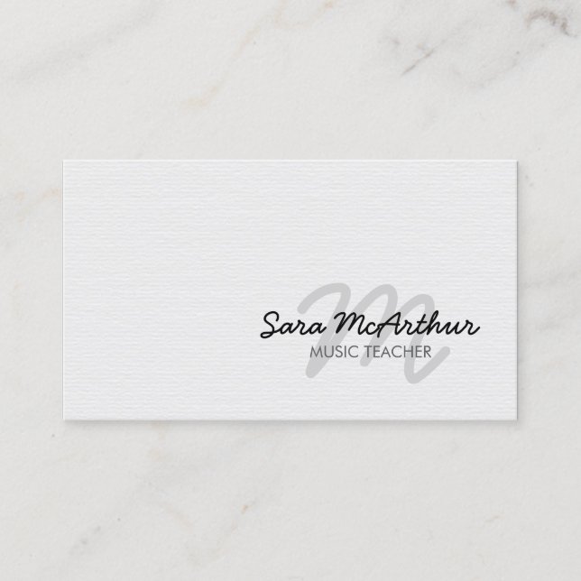 Cartão De Visita Music Teacher Monogram Business Card (Frente)