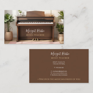 Cartão De Visita Music Teacher | Pianist Business Card