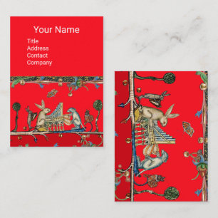 Cartão De Visita MÚSICA DE FAZER BESTIAL MEDIEVAL,Coelho,Vermelho C