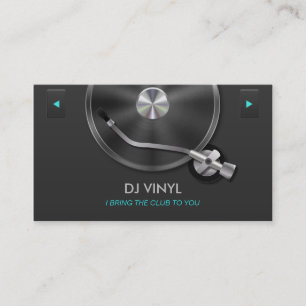 Cartão De Visita Música de mesa giratória de DJ moderna cinza e pra