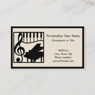 Cartão De Visita Música Elegante Teclado de Piano Chave de Nota Est